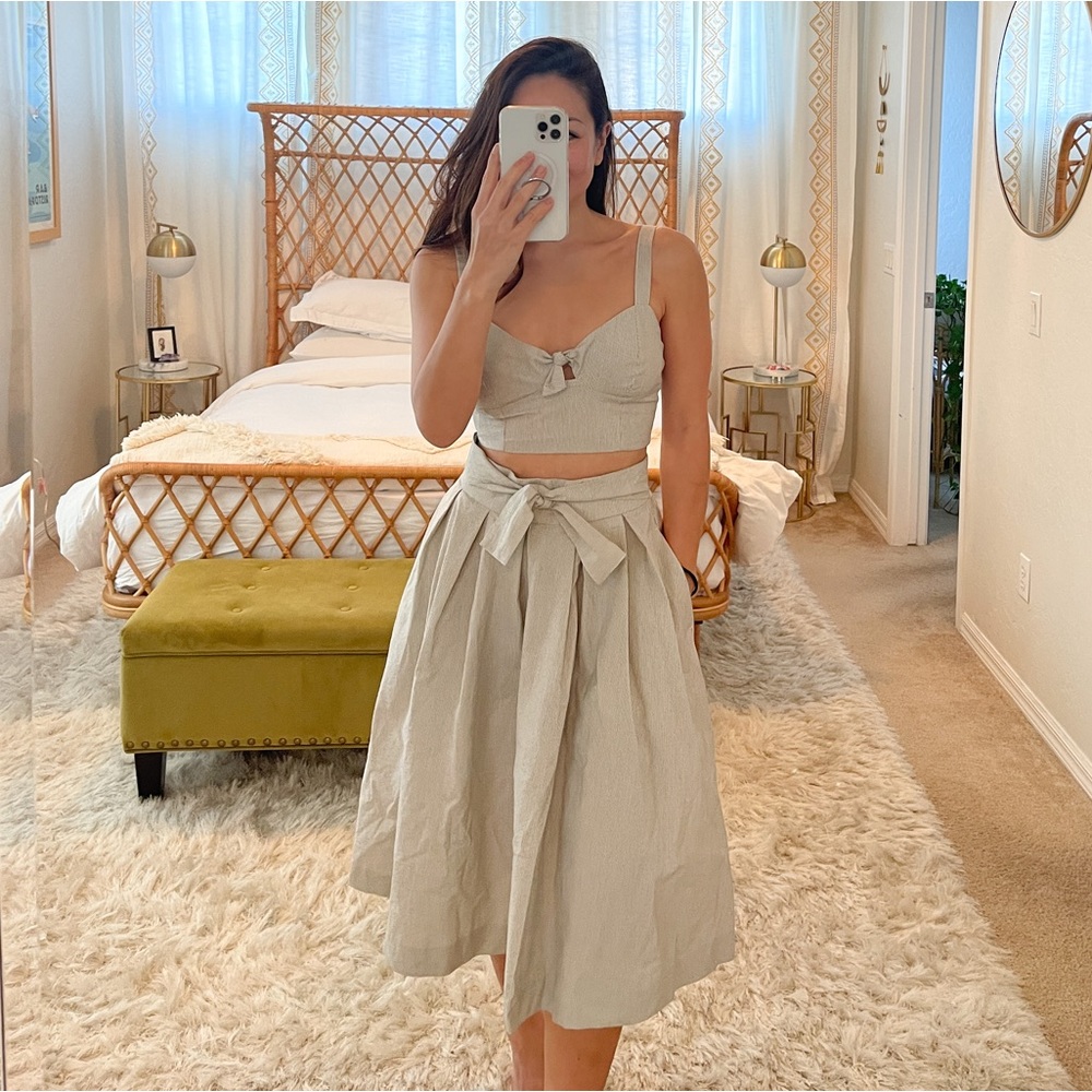 2 piece crop top skirt set